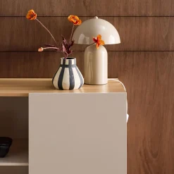 Credenza in metallo e decorazione in legno 1 anta, 80cm