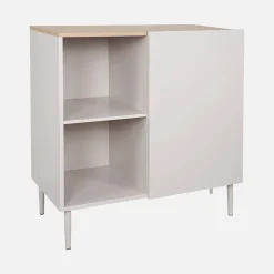 Credenza in metallo e decorazione in legno 1 anta, 80cm