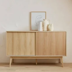 Credenza scandinava a 2 ante effetto legno, 150cm