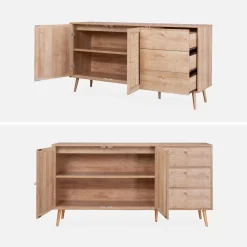 Credenza scandinava a 2 ante in canna, 150cm