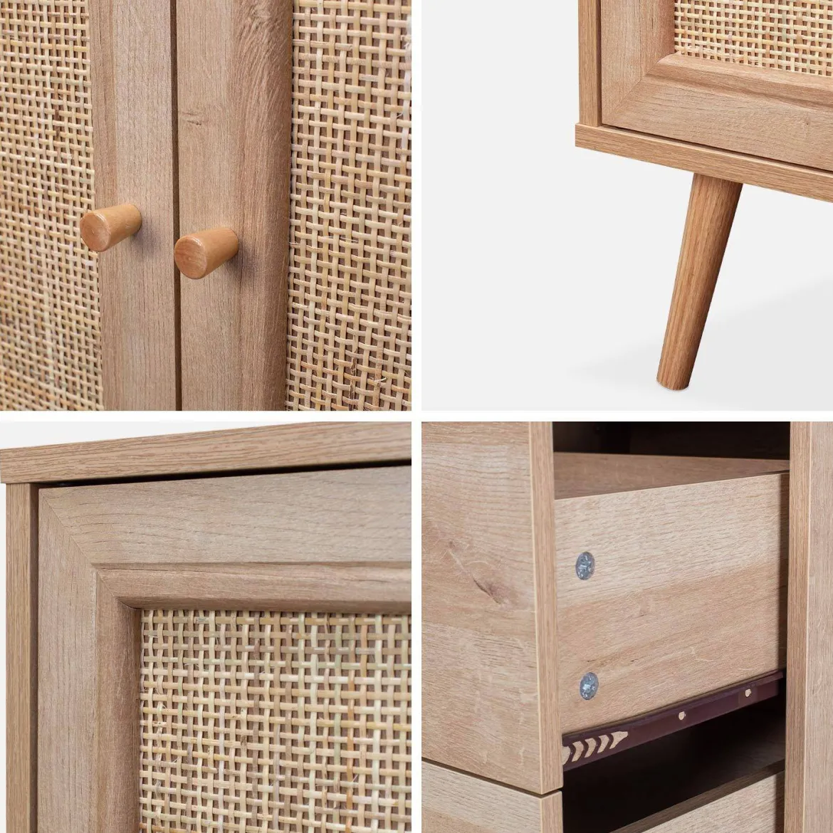 Credenza scandinava a 2 ante in canna, 150cm