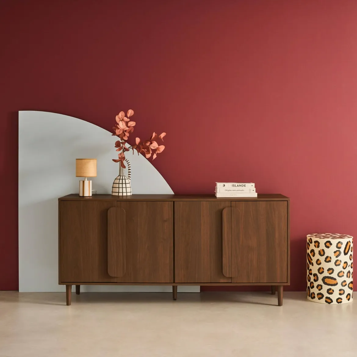 Credenza vintage effetto legno 4 ante, 160cm