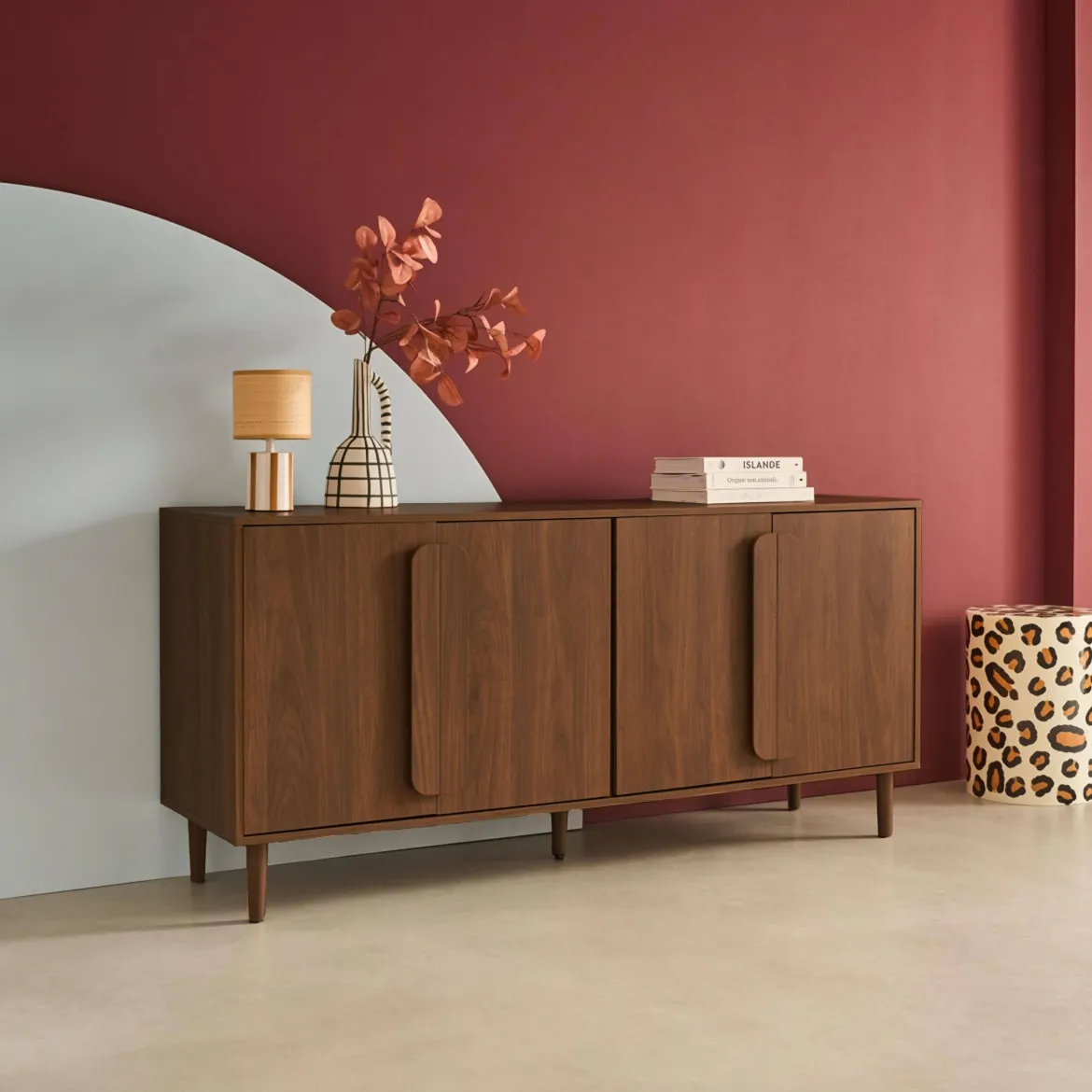 Credenza vintage effetto legno 4 ante, 160cm