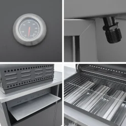 Cucina da esterno 3 moduli con barbecue a gas 3 bruciatori su piedi, termometro