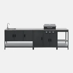 Cucina da esterno 3 moduli con barbecue a gas 3 bruciatori su piedi, termometro