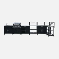 Cucina da esterno, 7 moduli e barbecue a gas, 4 bruciatori
