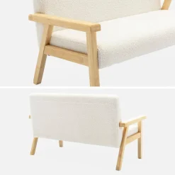 Divanetto per bambini in tessuto bouclé legno di hevea, 2 posti