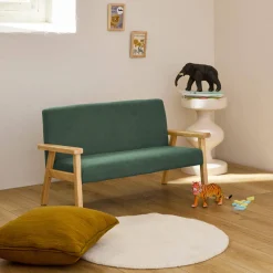 Divanetto per bambini in velluto a coste e legno di gomma, 2 posti