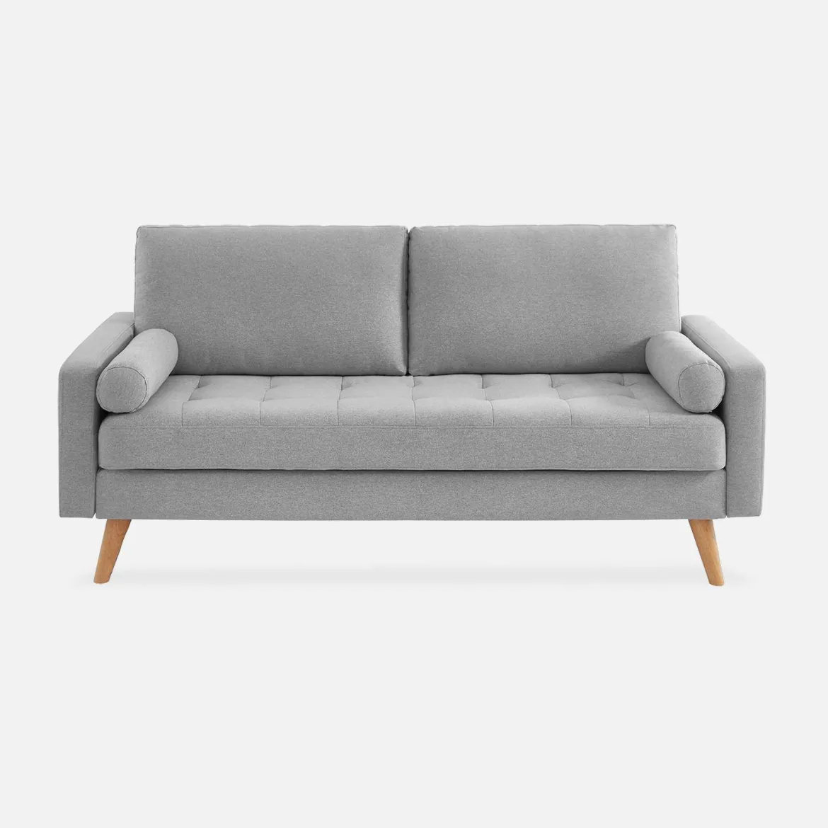 Divano in stile scandinavo in tessuto semplice, 3 posti