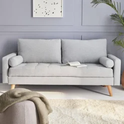 Divano in stile scandinavo in tessuto semplice, 3 posti
