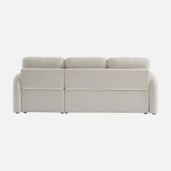 Divano letto angolare reversibile in bouclé con contenitore, 3 posti