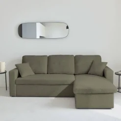 Divano letto angolare reversibile in bouclé, 3 posti