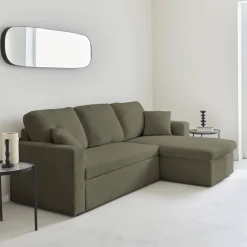Divano letto angolare reversibile in bouclé, 3 posti