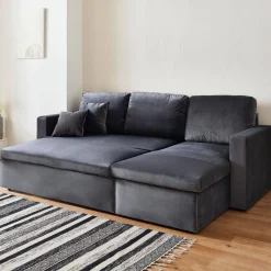 Divano letto angolare reversibile in velluto, 3 posti