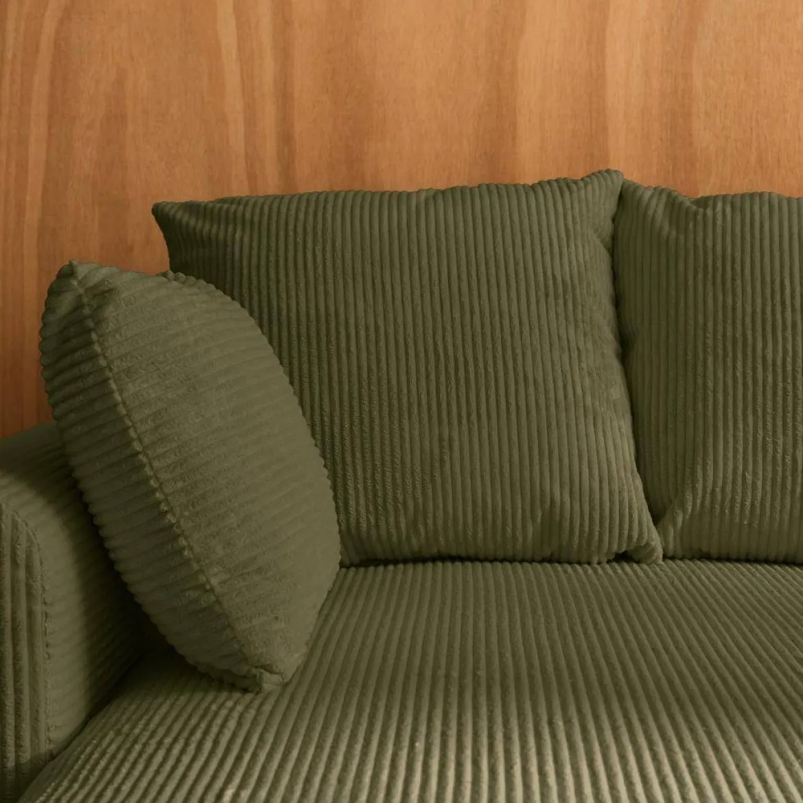 Divano letto angolare reversibile in velluto a coste, 3 posti
