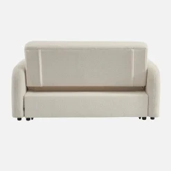 Divano letto arrotondato in tessuto bouclé, 2 posti