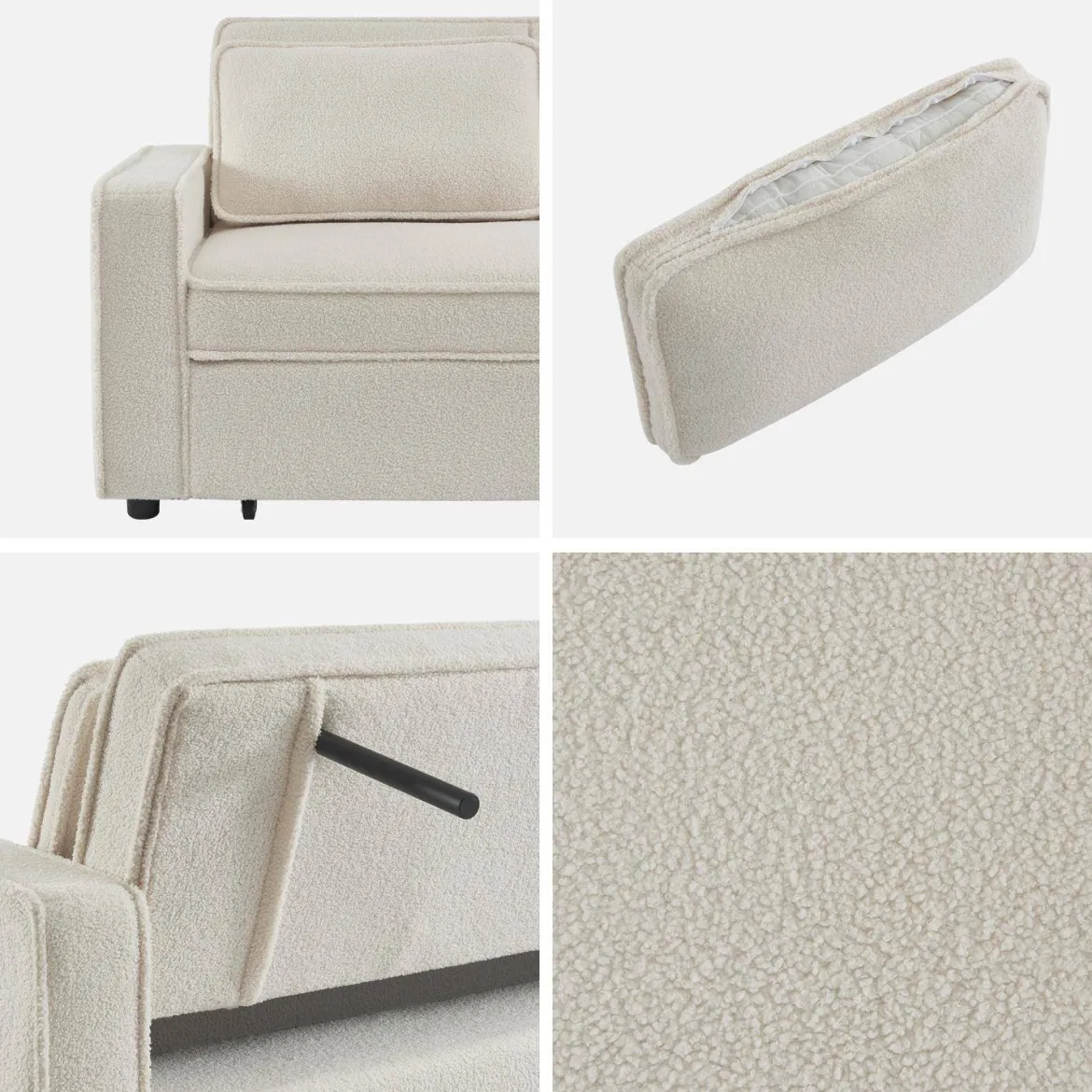 Divano letto bouclé, 2 posti
