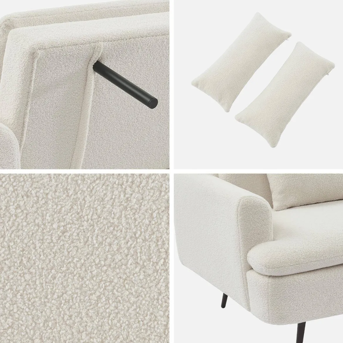 Divano letto in bouclé, 2–3 posti