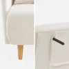 Divano letto in bouclé con gambe in legno, 2 posti