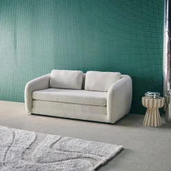 Divano letto in tessuto ciniglia, 2 posti