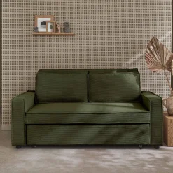 Divano letto in velluto a coste, 2 posti