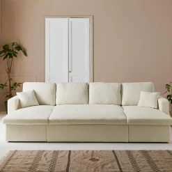 Divano letto panoramico in tessuto bouclé, 4 posti