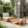 Divano modulare da giardino con tavolino in legno di acacia, 1 posto