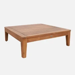 Divano modulare da giardino con tavolino in legno di acacia e bouclé, 1 posto