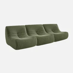 Divano modulare tessuto effetto alpaca, 3 posti