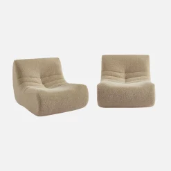 Divano modulare tessuto effetto alpaca, 2 posti