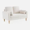 Divano scandinavo in tessuto bouclé e legno, 2 posti