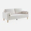 Divano stile scandinavo in legno e bouclé, 3 posti