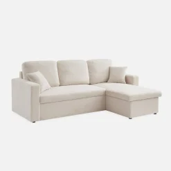 Divano letto angolare reversibile in bouclé, 3 posti