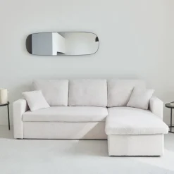 Divano letto angolare reversibile in bouclé, 3 posti