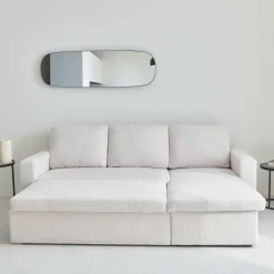 Divano letto angolare reversibile in bouclé, 3 posti