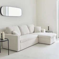 Divano letto angolare reversibile in bouclé, 3 posti