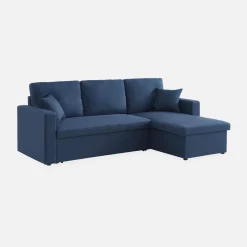 Divano letto angolare reversibile con contenitore, 3 posti