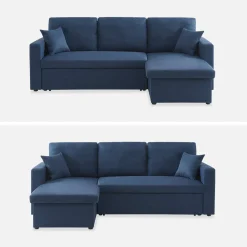 Divano letto angolare reversibile con contenitore, 3 posti