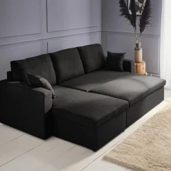 Divano letto angolare reversibile con contenitore, 3 posti