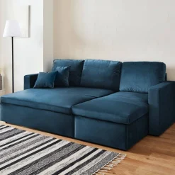 Divano letto angolare reversibile in velluto, 3 posti
