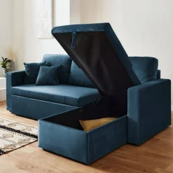 Divano letto angolare reversibile in velluto, 3 posti