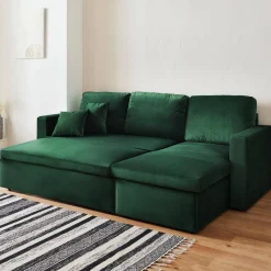 Divano letto angolare reversibile in velluto, 3 posti
