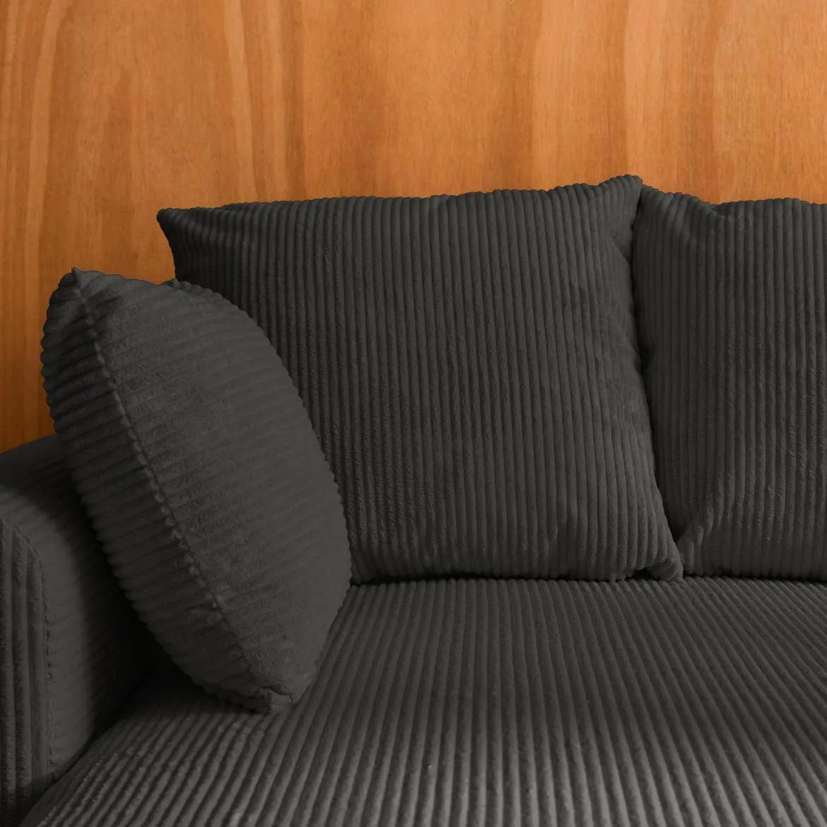 Divano letto angolare reversibile in velluto a coste, 3 posti