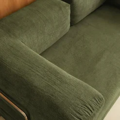 Divano letto futon in velluto a coste e struttura cromata