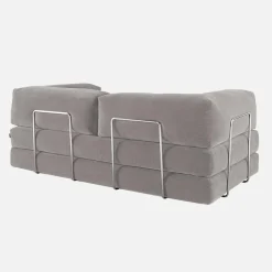 Divano letto futon in velluto a coste e struttura cromata