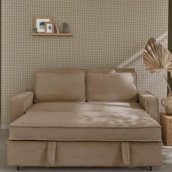 Divano letto in velluto a coste, 2 posti