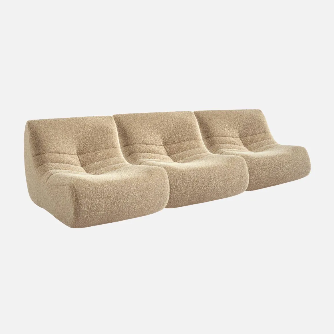 Divano modulare tessuto effetto alpaca, 3 posti