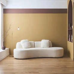 Divano virgola organico in bouclé, 3 posti