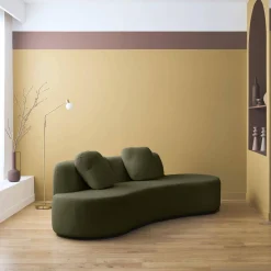 Divano virgola organico in bouclé, 3 posti