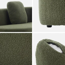 Divano virgola organico in bouclé, 3 posti